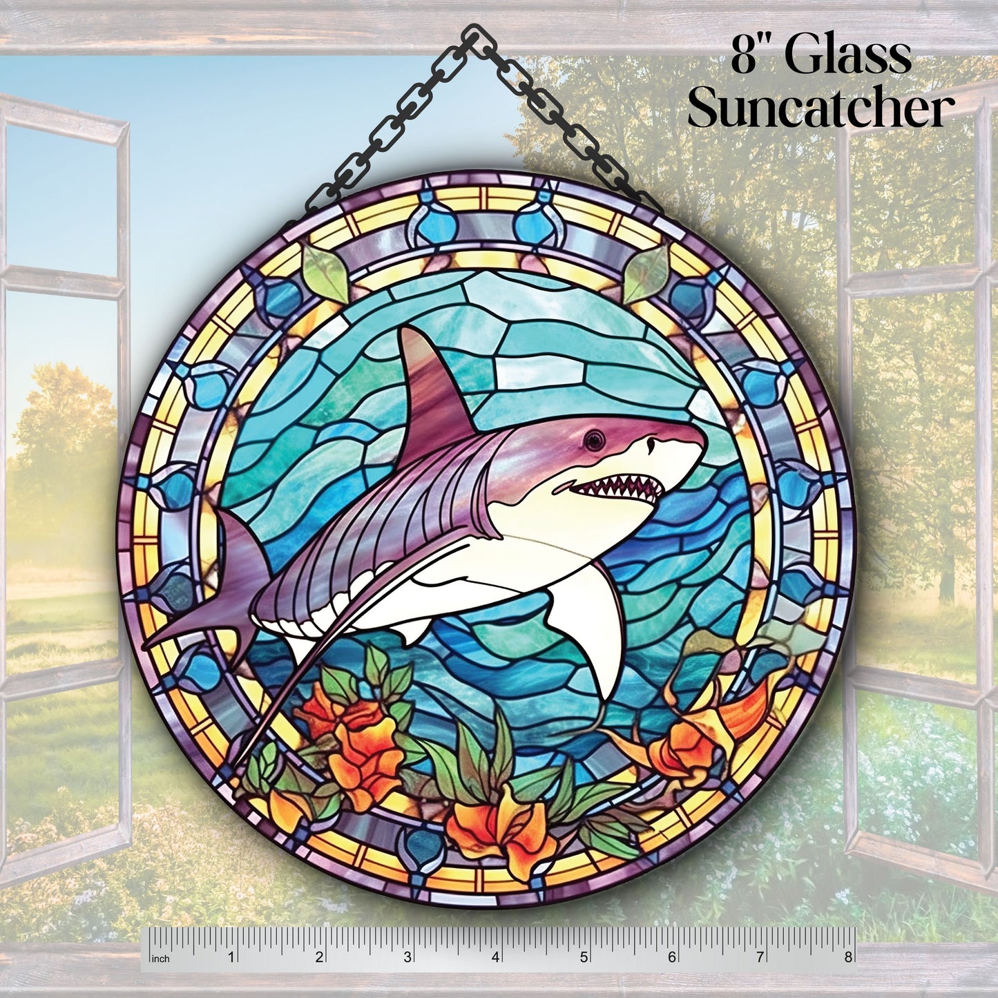 Glass Suncatcher Stained Glass 134-26 Shark