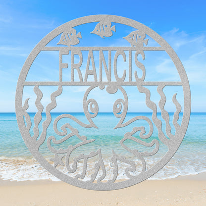 Ocean Animals Nursery Metal Decor - Octopus