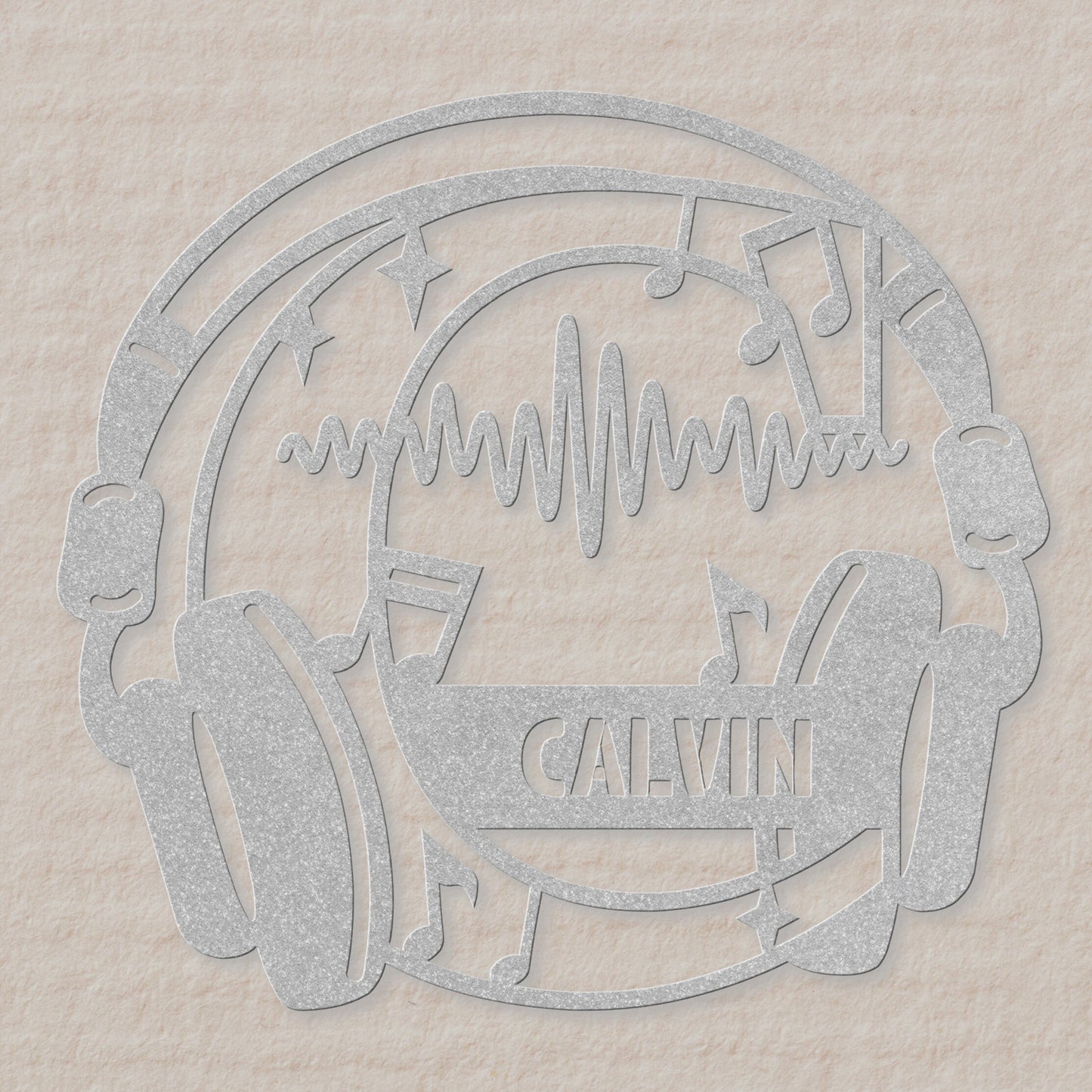Personalized Headphones Monogram Letter C - Metal Sign