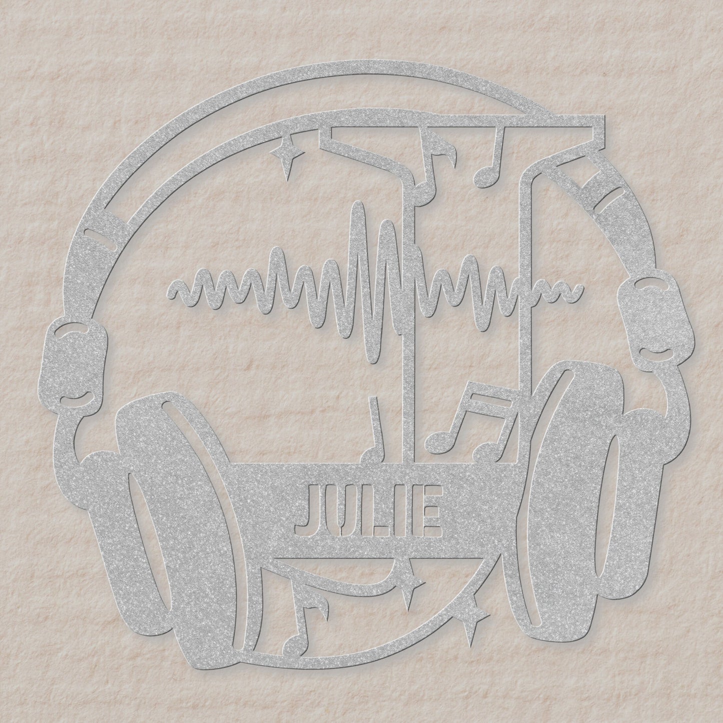 Personalized Headphones Monogram Letter J - Metal Sign