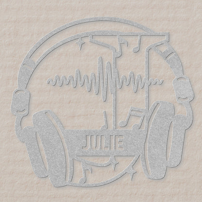 Personalized Headphones Monogram Letter J - Metal Sign
