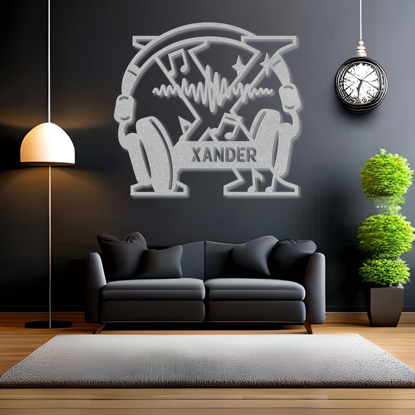 Personalized Headphones Monogram Letter X - Metal Sign