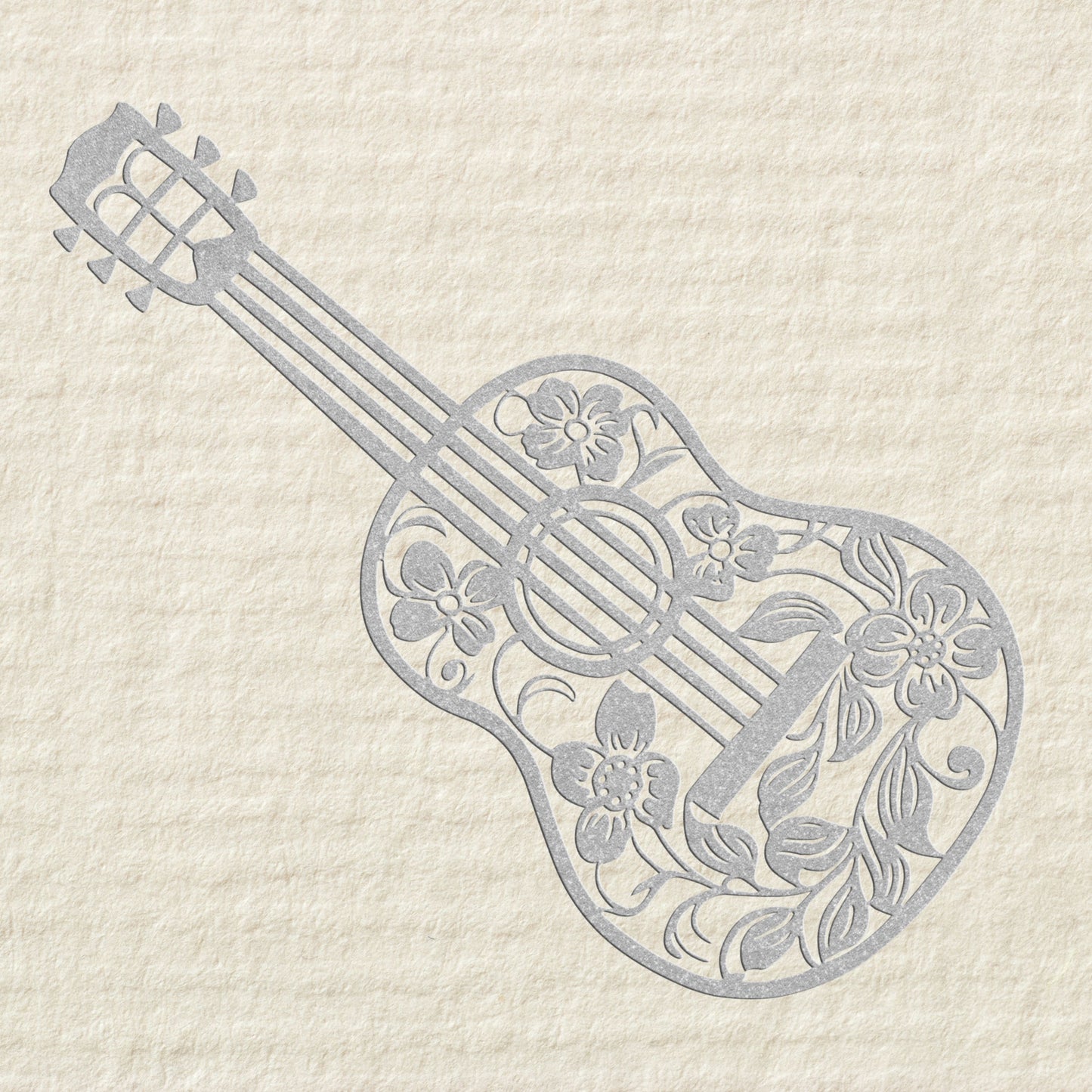 Guitar with Flowers - Metal Sign