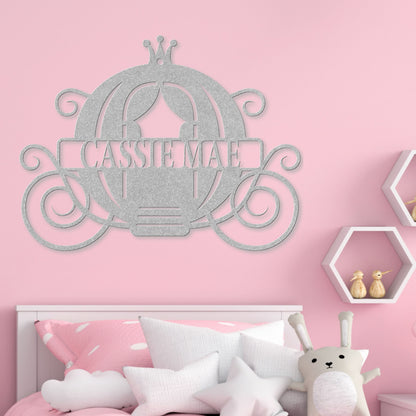 Princess Carriage Metal Wall Art - Personalized