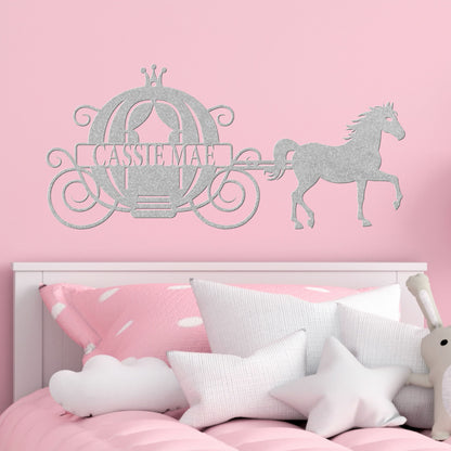 Princess Carriage with Horse Metal Wall Art