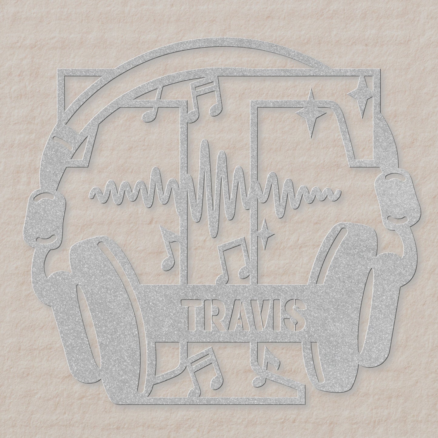 Personalized Headphones Monogram Letter T - Metal Sign