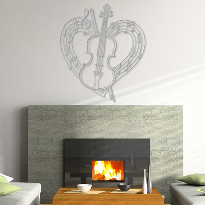 Violin Musical Heart - Metal Sign