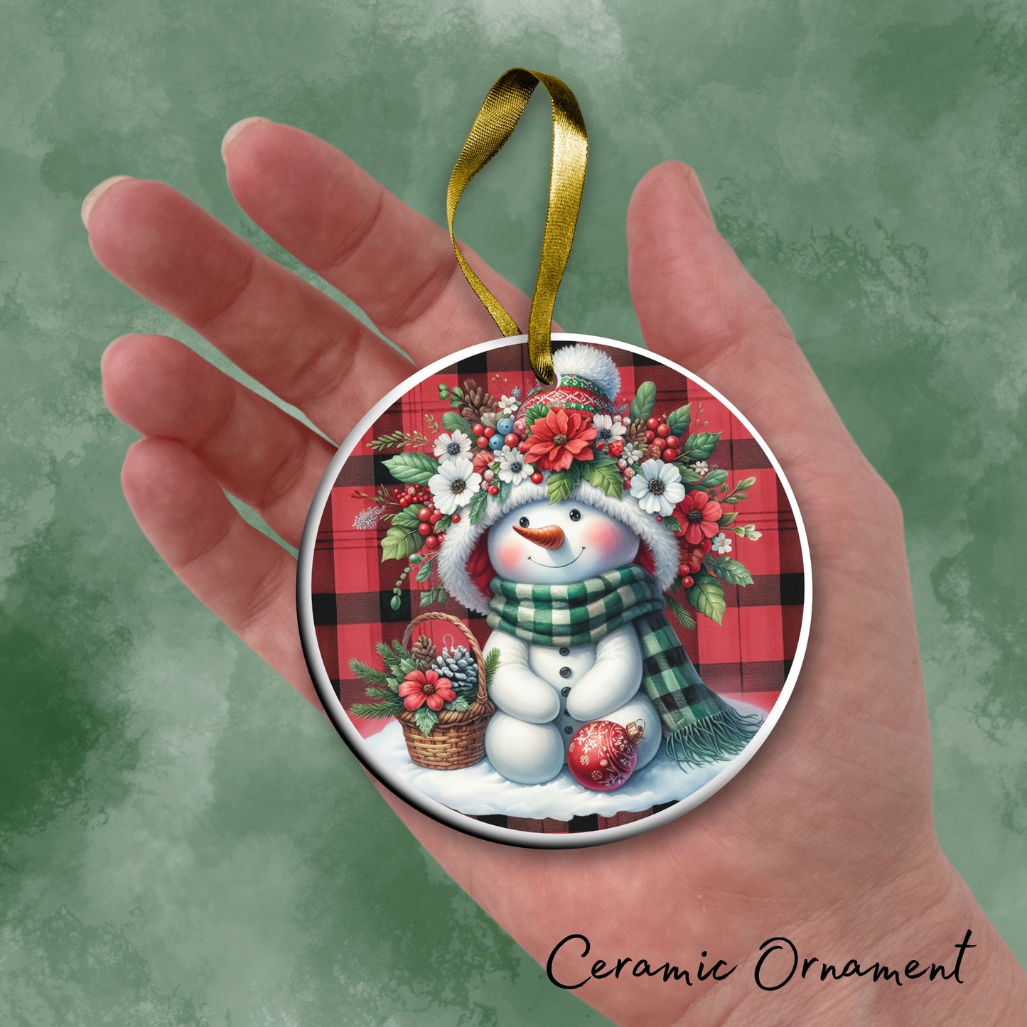 Snowman Christmas Ceramic Ornament 33-50