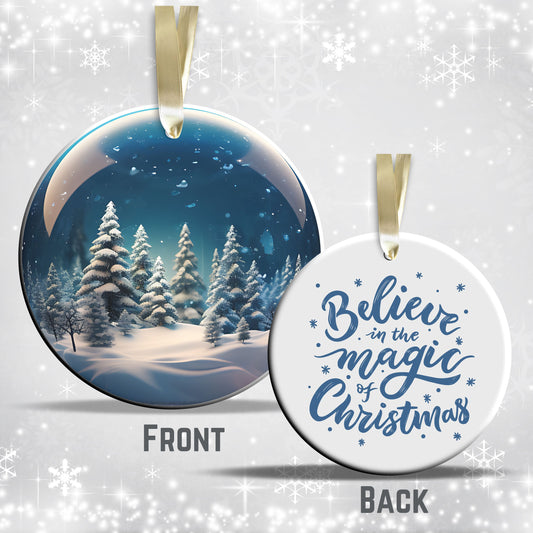 Snowy Landscape Globe Ceramic Ornament 48-01