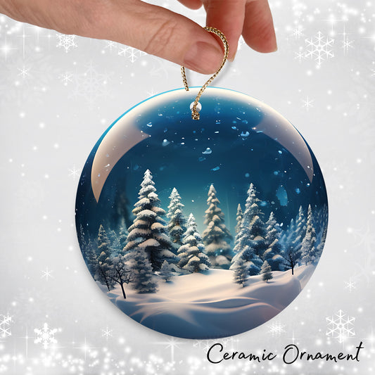 Snowy Landscape Globe Ceramic Ornament 48-01