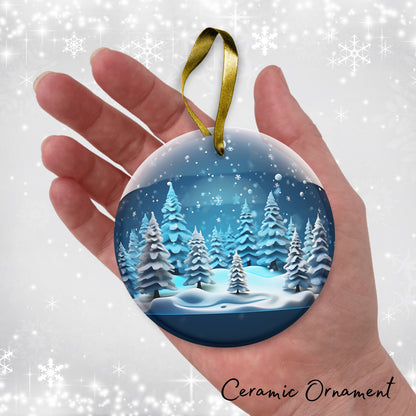 Snowy Landscape Globe Ceramic Ornament 48-03