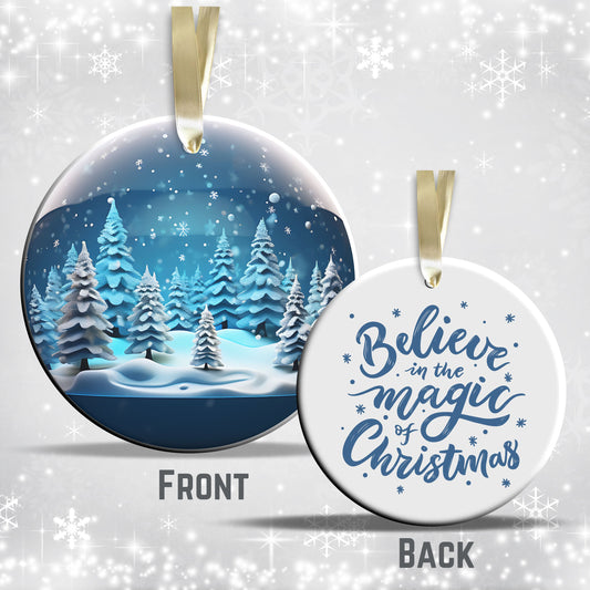 Snowy Landscape Globe Ceramic Ornament 48-03