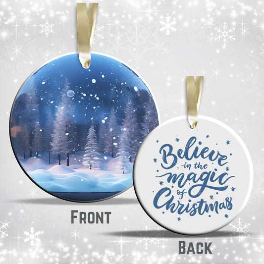 Snowy Landscape Globe Ceramic Ornament 48-04