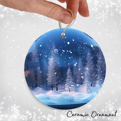 Snowy Landscape Globe Ceramic Ornament 48-04
