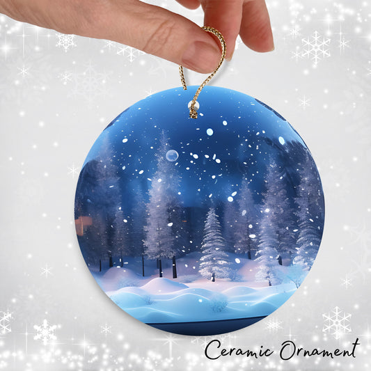 Snowy Landscape Globe Ceramic Ornament 48-04