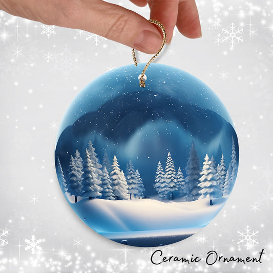 Snowy Landscape Globe Ceramic Ornament 48-05