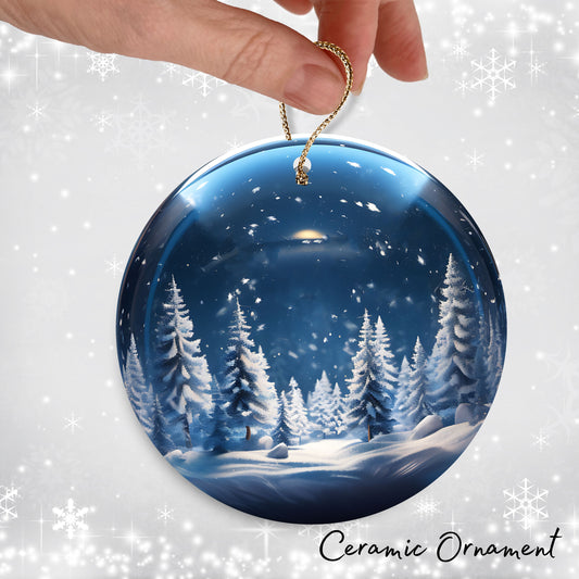 Snowy Landscape Globe Ceramic Ornament 48-06