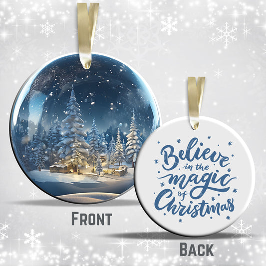 Snowy Landscape Globe Ceramic Ornament 48-07