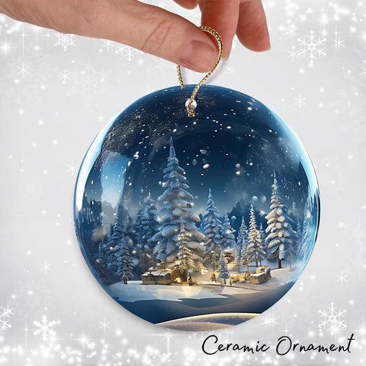 Snowy Landscape Globe Ceramic Ornament 48-07