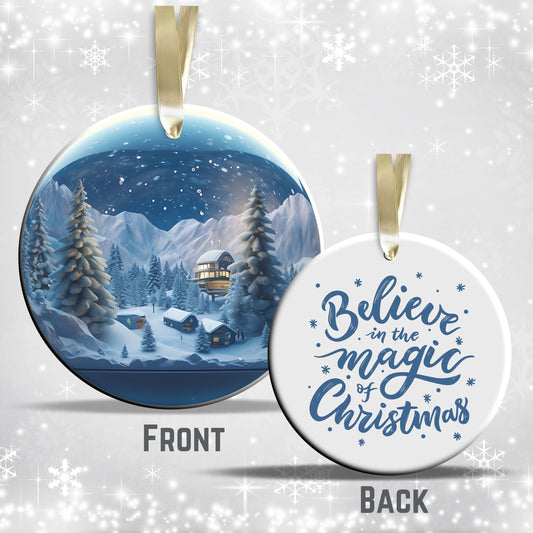 Snowy Landscape Globe Ceramic Ornament 48-09