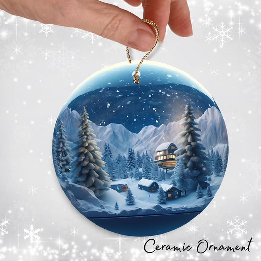 Snowy Landscape Globe Ceramic Ornament 48-09