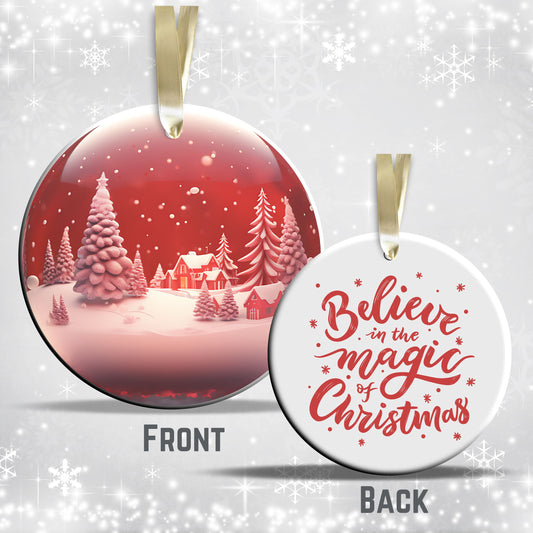 Snowy Landscape Globe Ceramic Ornament 48-10
