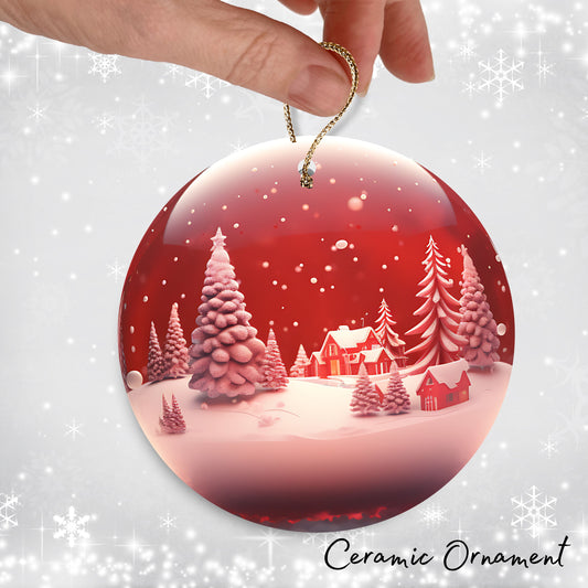 Snowy Landscape Globe Ceramic Ornament 48-10