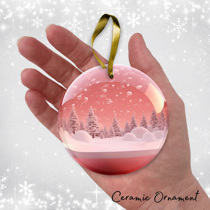Snowy Landscape Globe Ceramic Ornament 48-12