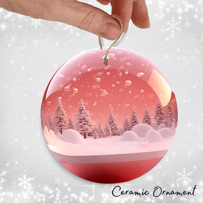 Snowy Landscape Globe Ceramic Ornament 48-12
