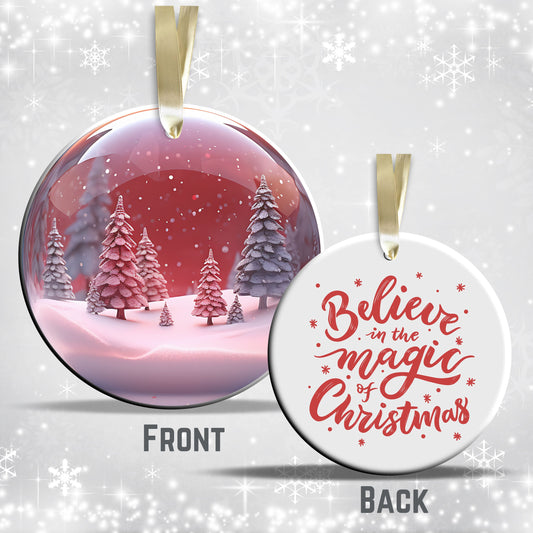 Snowy Landscape Globe Ceramic Ornament 48-13