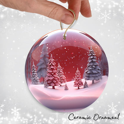 Snowy Landscape Globe Ceramic Ornament 48-13
