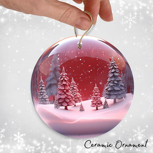 Snowy Landscape Globe Ceramic Ornament 48-13