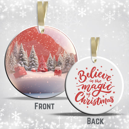 Snowy Landscape Globe Ceramic Ornament 48-14