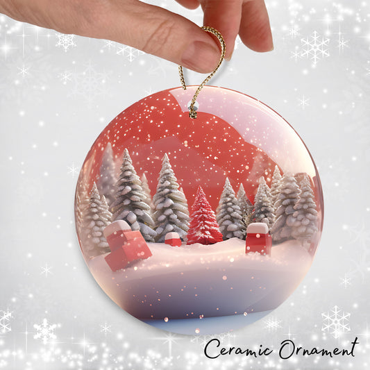 Snowy Landscape Globe Ceramic Ornament 48-14