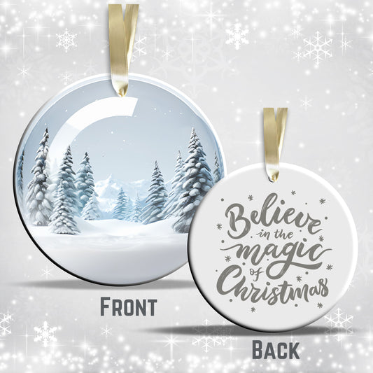 Snowy Landscape Globe Ceramic Ornament 48-18