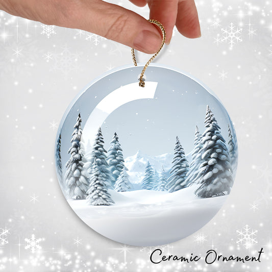 Snowy Landscape Globe Ceramic Ornament 48-18