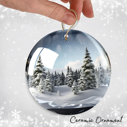 Snowy Landscape Globe Ceramic Ornament 48-19