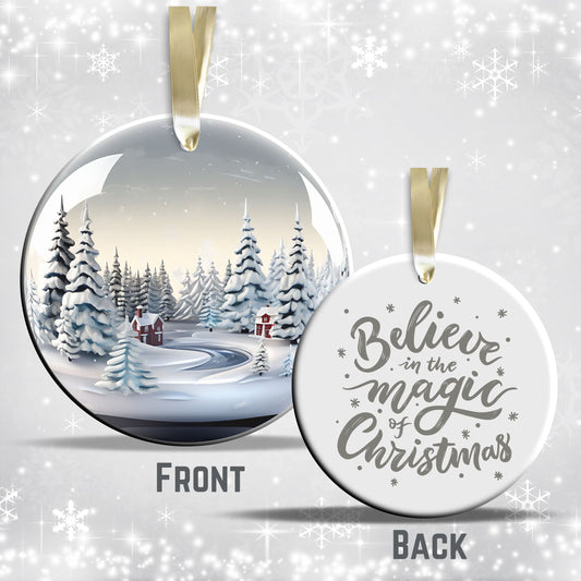 Snowy Landscape Globe Ceramic Ornament 48-20