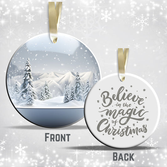 Snowy Landscape Globe Ceramic Ornament 48-21