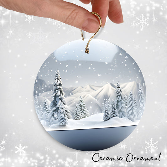 Snowy Landscape Globe Ceramic Ornament 48-21