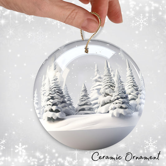 Snowy Landscape Globe Ceramic Ornament 48-23