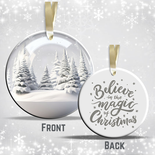 Snowy Landscape Globe Ceramic Ornament 48-23