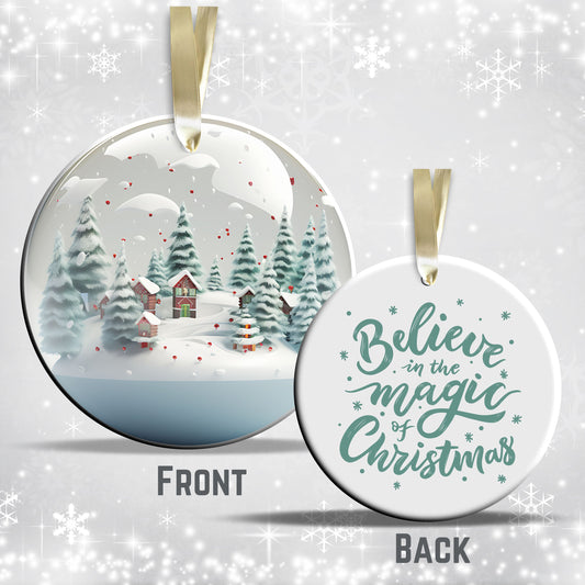 Snowy Landscape Globe Ceramic Ornament 48-24