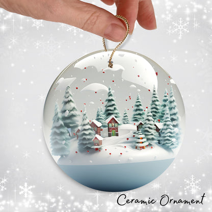 Snowy Landscape Globe Ceramic Ornament 48-24