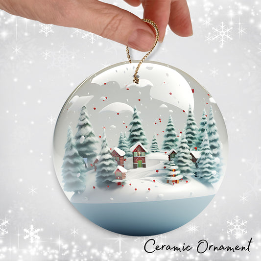 Snowy Landscape Globe Ceramic Ornament 48-24