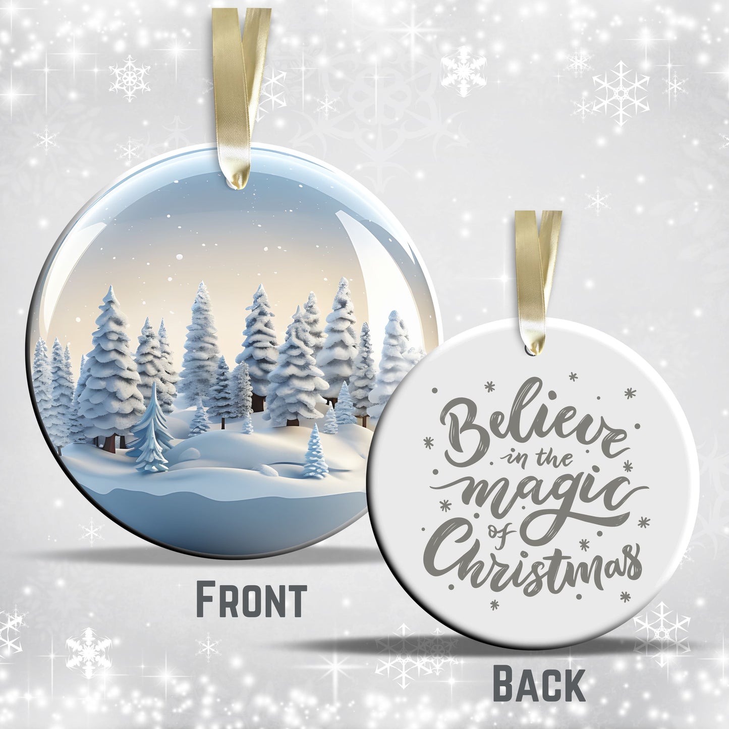 Snowy Landscape Globe Ceramic Ornament 48-25