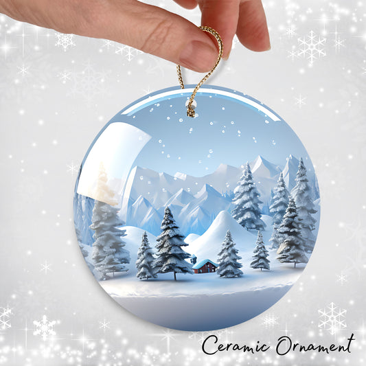 Snowy Landscape Globe Ceramic Ornament 48-26