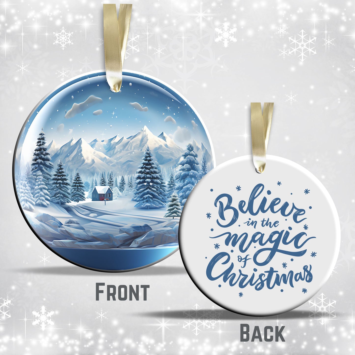 Snowy Landscape Globe Ceramic Ornament 48-27
