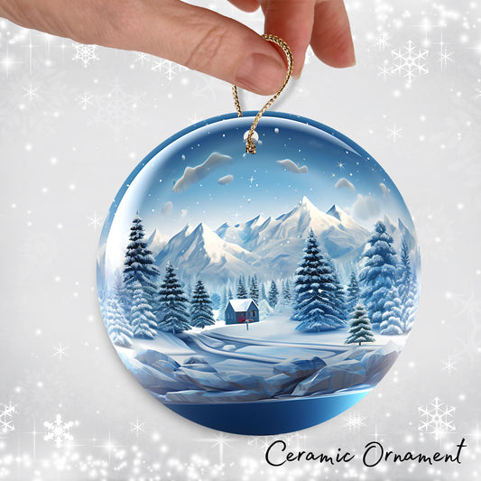 Snowy Landscape Globe Ceramic Ornament 48-27