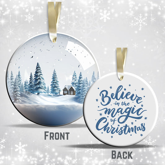Snowy Landscape Globe Ceramic Ornament 48-28